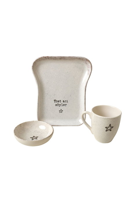 Hermia Set de Desayuno de 3 Piezas en Crema